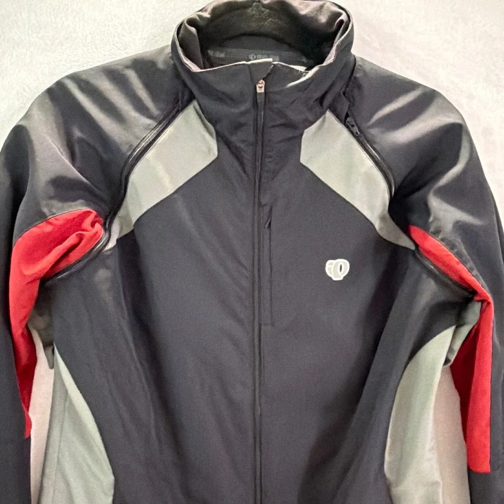 Pearl Izumi Mens Cycling Jacket Black Grey Red‎ Full Zip Windbreaker 6504 Medium